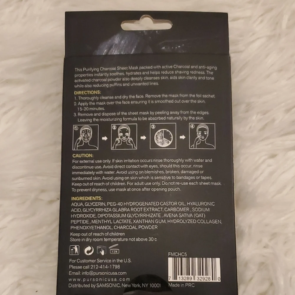 🌼New Pursonic Black Charcoal Sheet Mask